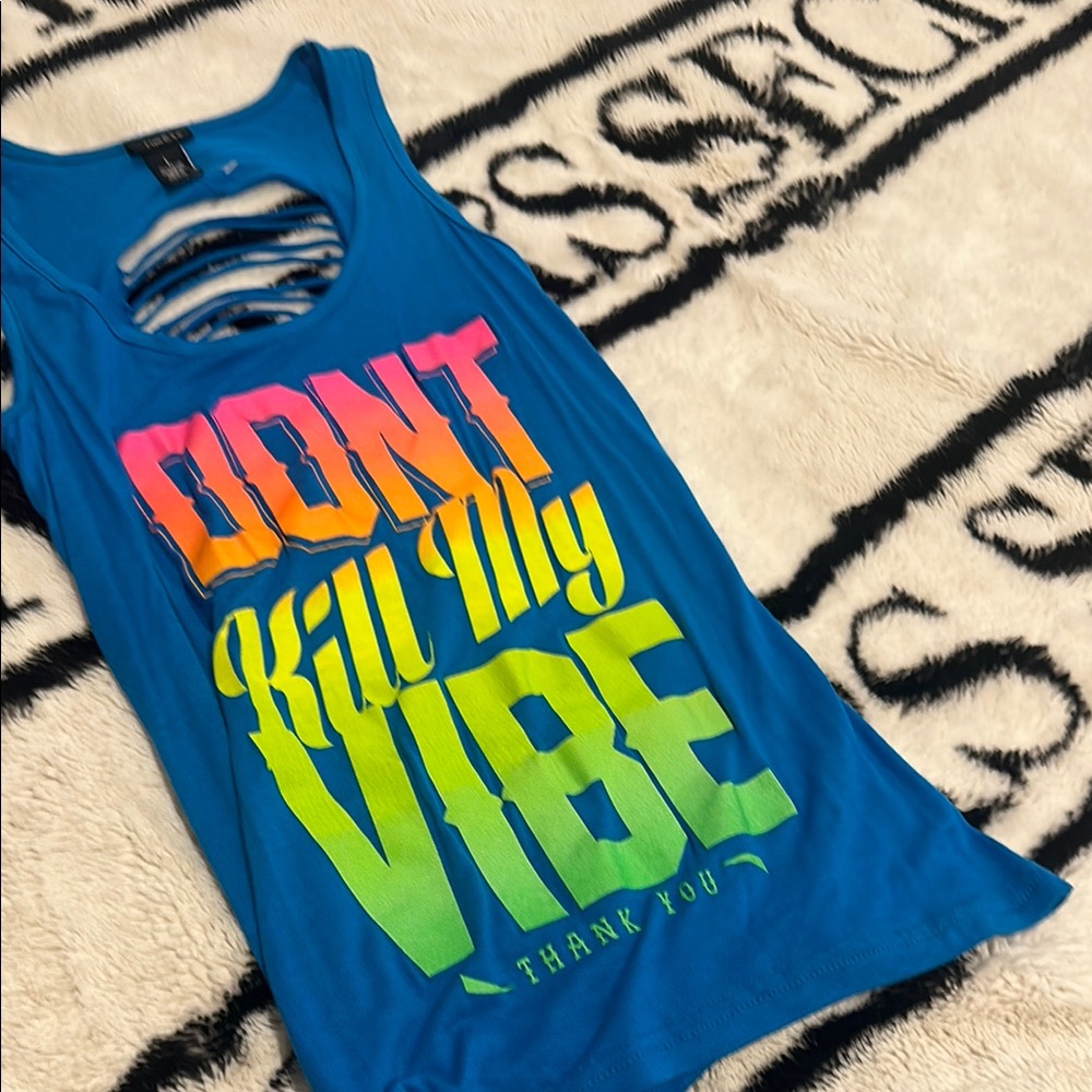 Vibrant Blue Graphic Tank Top